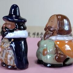 南蛮人　陶器人形　2体　(1体は土鈴人形）の画像