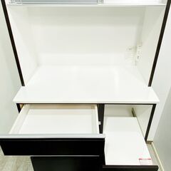 ★美品★ニトリ/キッチンボード/食器棚/幅90cm/レジューム 90AG-S DBR/高機能レール/ハイタイプ/ソフトクローズ/NITORI/E0EQ0105の画像