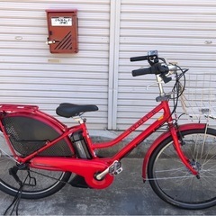 654  ブリヂストン新機種電動アシスト自転車ハイディB26インチレッドアルミボディーの画像