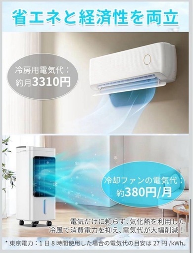 【未使用】冷風機 6L リモコン付き 即冷涼 扇風機 加湿器 小型エアコン 首振り機能