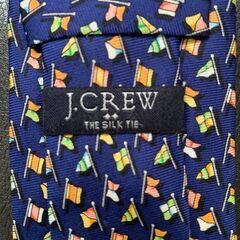 J.CREW（ジェイクルー）ネクタイ シルク100% フラッグ柄 紺 ビジネスの画像