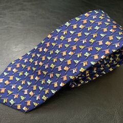 J.CREW（ジェイクルー）ネクタイ シルク100% フラッグ柄 紺 ビジネスの画像