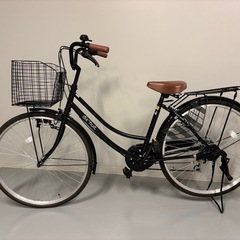 【美品】おしゃれシティサイクル（26インチ）前かご・荷台付き