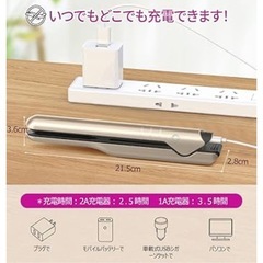 新品未使用品　ヘアアイロン コードレス ストレート usb充電式 ポーチ付き (ゴールド)の画像