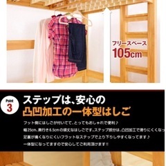 2台 : ロフトベッド　耐700kg、下収納シングルベッドの画像