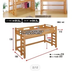 2台 : ロフトベッド　耐700kg、下収納シングルベッドの画像