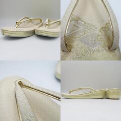 草履・バッグセット 草履バッグセット 礼装用 フォーマル ゴールド系 佐賀錦 24.0cm Lサイズ 披露宴 着物バッグ  未使用品 【キモノオフ野々市若松店】の画像