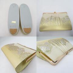 草履・バッグセット 草履バッグセット 礼装用 フォーマル ゴールド系 佐賀錦 24.0cm Lサイズ 披露宴 着物バッグ  未使用品 【キモノオフ野々市若松店】の画像