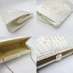 草履・バッグセット【東京胡蝶】礼装用 フォーマル シルバー系 佐賀錦 絹地 23.0cm Mサイズ 披露宴 着物バッグ 【キモノオフ野々市若松店】の画像
