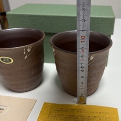 信楽焼　マルチカップ　ペア　チューリップ柄の画像