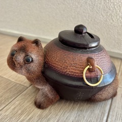 分福茶釜　たぬき　狸型　貯金箱　陶器　置物　インテリア　和風