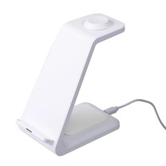 3in1 ワイヤレス充電スタンド（ブラック＆ホワイト）Qi対応 — スマホ・Apple Watch・イヤホン対応の画像