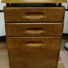 天然木デスクワゴン　天板綺麗上下可　大人の書斎　約５８×４１×６...