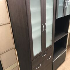 ★ジモティ割あり★  食器棚 ダークブラウン H175×W58×...