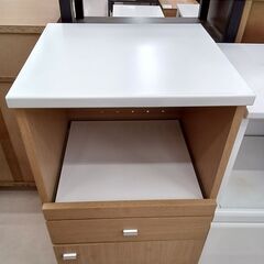 ★ジモティ割あり★  レンジ台 ベージュ×ホワイト W48.5×...