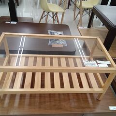 ★ジモティ割あり★  ガラステーブル ライトブラウン H35.5...