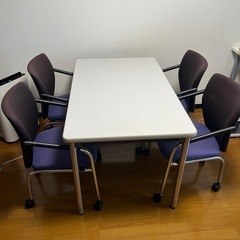 オフィス家具　テーブル　椅子4脚セット