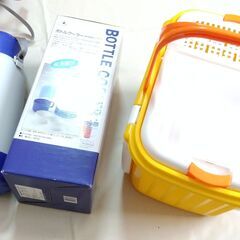 ピクニック、遠足、運動会などに　バスケット　三段重お弁当箱　ボトルクーラー　まとめての画像