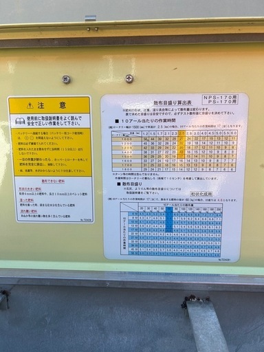 タイショー グランドソワー浴びてワー NPS-170 肥料散布機 トラクター堆肥 石灰フロント作業機 肥料撒き千葉県柏市から