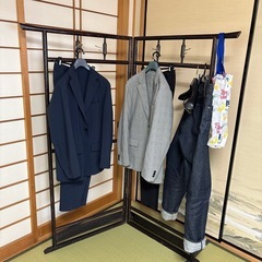 洋服掛け 木製 折り畳み 昭和ものの画像
