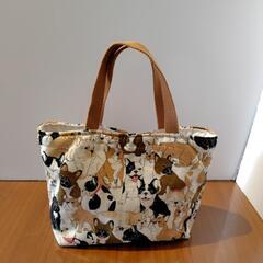 ハンドメイド　フレンチブルドッグ柄ミニトートバッグ