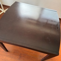 伸縮式 ダイニングテーブル ブラウンの画像
