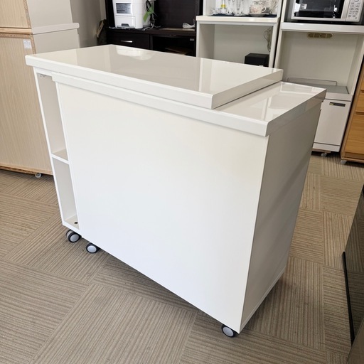 【展示未使用品‼️】定価78,100円 現行モデル♪ パモウナ 106cm幅キッチンカウンター 伸長式 食器棚 収納家具 鏡面仕上げホ