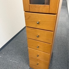 スリム木製キャビネット　収納棚　カントリー風　キッチンキャビネットの画像