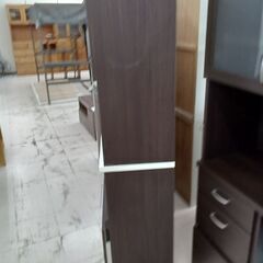 *お値段見直しました*★ジモティ割あり★  食器棚 ブラウン×ホワイト W80×D40.5×H180.5 クリーニング済み TC8541の画像