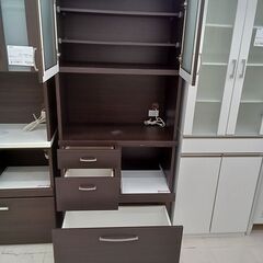 ★ジモティ割あり★  食器棚 ブラウン W88.5×D42×H180.5 クリーニング済み TC8542の画像