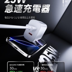 PD25W 急速充電器【業界超軽量PSE認証】 USB 充電器2台同時充電可能の画像