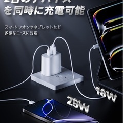 PD25W 急速充電器【業界超軽量PSE認証】 USB 充電器2台同時充電可能の画像