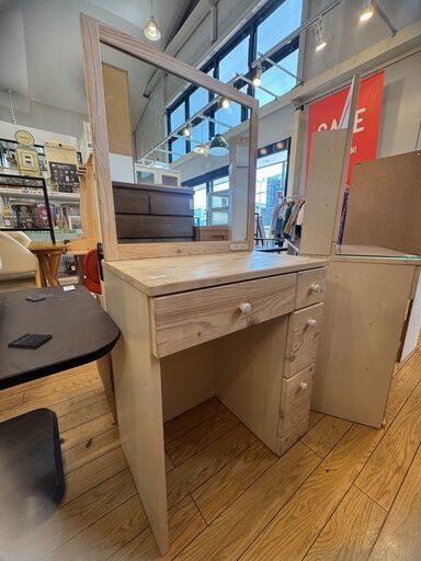 高野木工 レッチェ80 ドレッサー 化粧台 ウォールナット無垢材 椅子