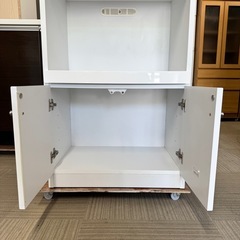 【美品‼️】スリムサイズ♪ 近藤産業 60cm幅レンジボード キッチンボード 食器棚 収納家具 ホワイト♪の画像