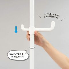 新品 突っ張り ポールハンガーラック Belca 簡単つっぱりダブルフック ホワイト 鞄掛け 帽子掛け 衣類掛けの画像