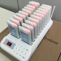 🍀【美品】ゲストページャー ワイヤレスチャイム 受信機20台セット フードコート 病院 受付 お客様 呼び出しベル 飲食店「管理No2」の画像