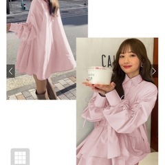 【定価2800円、新品】ドロストスリーブティアードミニシャツワン...