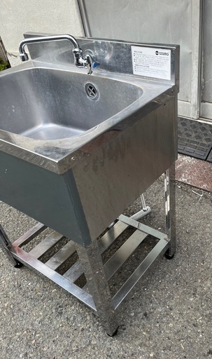 業務用 1槽シンク 二口蛇口付き 幅600×奥600×高さ800 一層シンク 業務用 1槽シンク 混合水栓 二口蛇口付き 幅600×奥700×高さ900