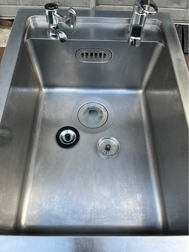 特注品 業務用 1槽シンク 混合水栓 蛇口付き 幅500×奥700×高さ850+120