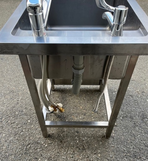 業務用 1槽シンク 混合水栓 蛇口付き 幅500×奥700×高さ850+120