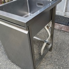 業務用 1槽シンク 混合水栓 蛇口付き 幅500×奥700×高さ850+120