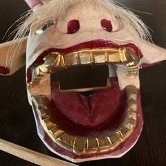 加賀　獅子頭　光峰作　伝統工芸品　郷土玩具　木箱入り　置物　縁起物　天然木製　彫刻　ミニ木刀付きの画像