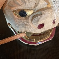 加賀　獅子頭　光峰作　伝統工芸品　郷土玩具　木箱入り　置物　縁起物　天然木製　彫刻　ミニ木刀付きの画像