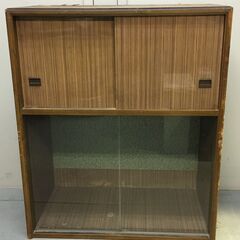 A3808　箪笥　ガラス戸　キャビネット　収納家具　昭和レトロ　...