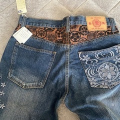新品未使用　豊天商店の和柄刺繍ジーンズ（No.0509／Col.71／サイズM）の画像