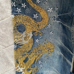 新品未使用　豊天商店の和柄刺繍ジーンズ（No.0509／Col.71／サイズM）の画像