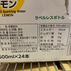 賞味期限2025/5　LDC 強炭酸水レモン500ML x 24本入り　ラベルレスの画像