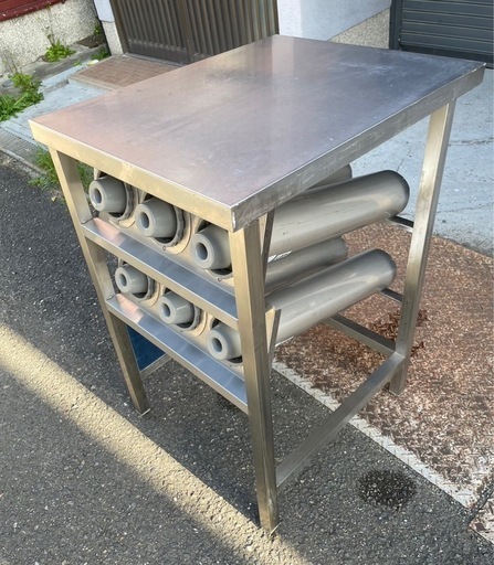 特注品 業務用 カップディスペンサー付き作業台 調理台 コーヒーマシーン台 W550×D700×H850 サーバー台 アイスマシン台 店舗用品 大阪 特注品 業務用 カップディスペンサー付き作業台 調理台 コーヒー