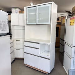 ニトリ　食器棚　100cm幅キッチンボード(アルミナ2) ニトリ 幅100 キッチンカウンター(アルミナ2 100CT WH) キッチン