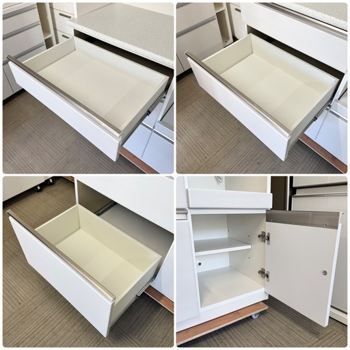 【超美品‼️】定価89,990円♪ 現行モデル ニトリ 100cm幅キッチンボード(アルミナ2) 食器棚 収納家具 艶あり木目調ホワイ